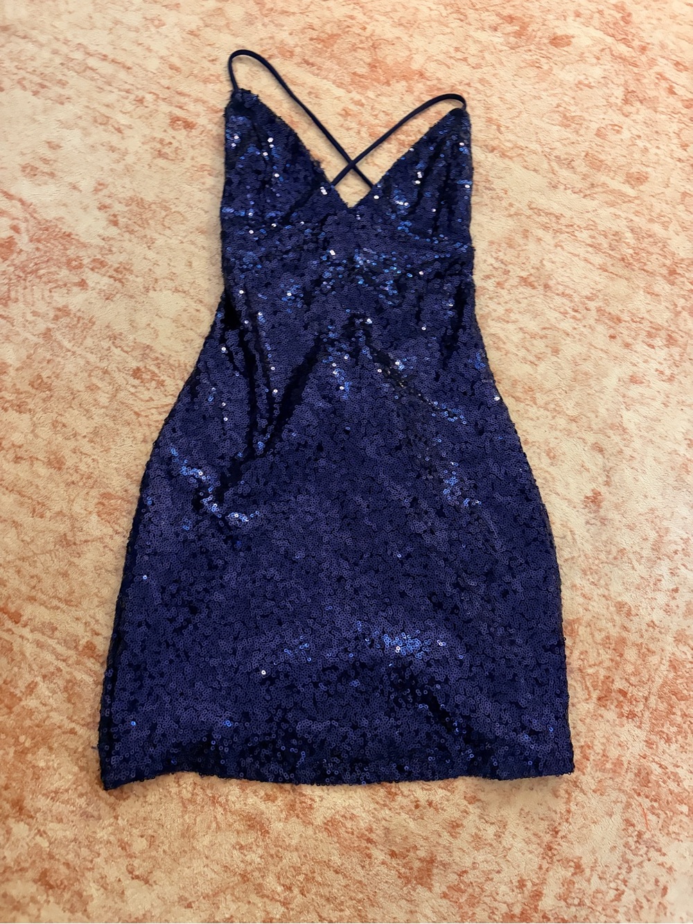 Lucy in the Sky Navy Blue Sequin Spaghetti-Strap Mini Dress